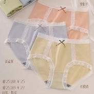 花仙子女25188中腰莫代尔棉亲肤柔软7A抗菌少蕾丝花边三角内裤