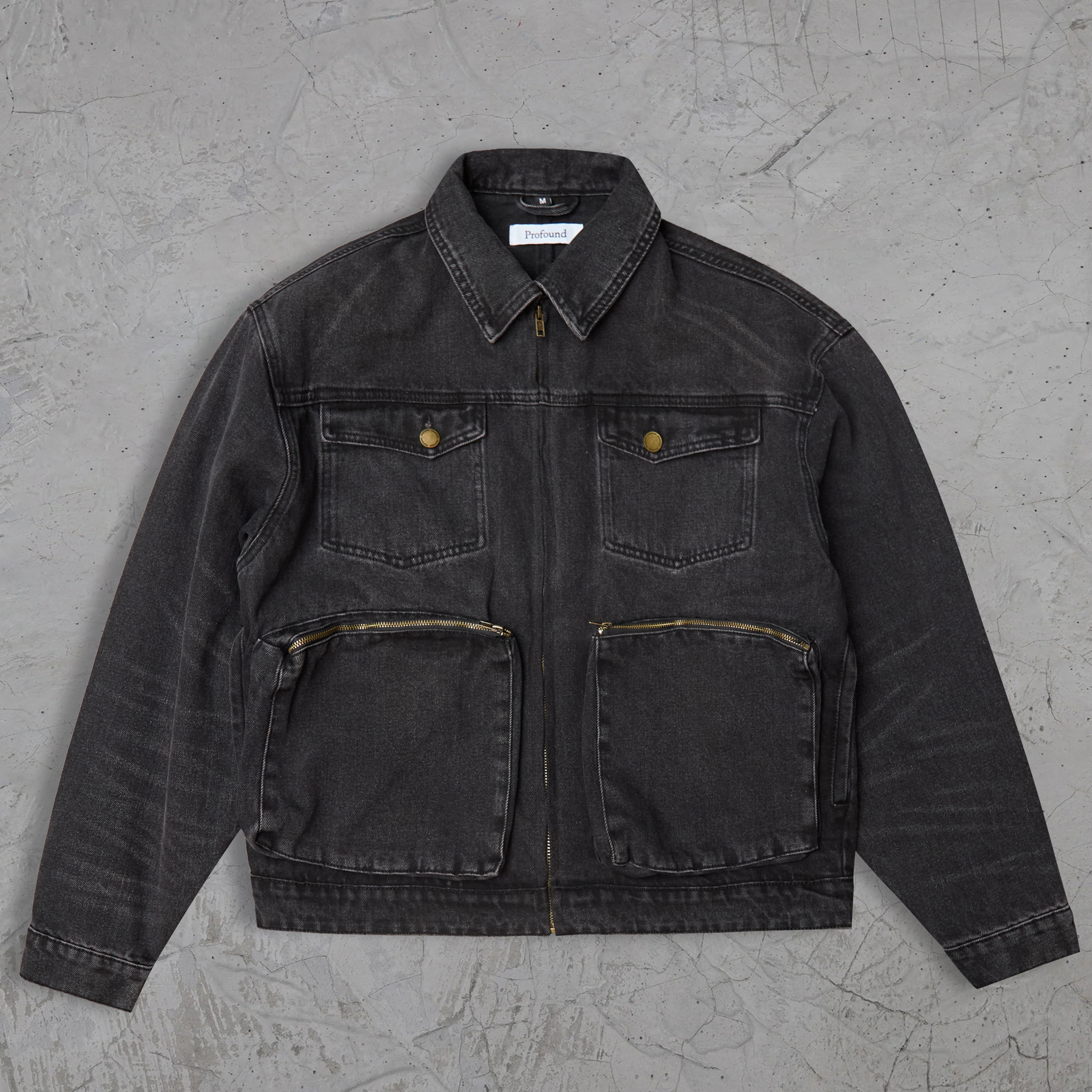 Profound Foundation支线 水洗做旧宽松落肩复古猎装多袋牛仔夹克