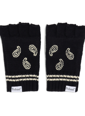 纽约潮牌Profound Foundation支线 刺绣腰果花 半指防风手套