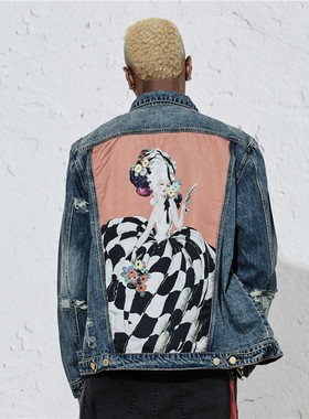 纽约潮牌Profound Foundation支线 恶搞梦露洗水做旧牛仔夹克外套