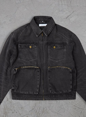 Profound Foundation支线 水洗做旧宽松落肩复古猎装多袋牛仔夹克