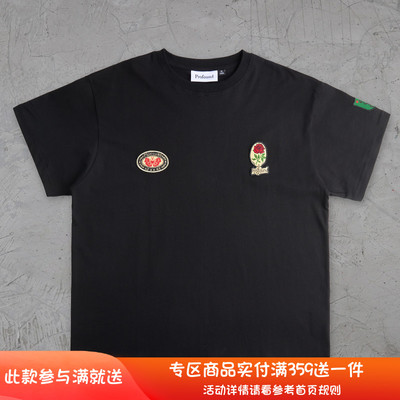 纽约潮牌Profound Foundation支线 玫瑰蝴蝶徽章复古风短袖T恤