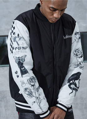 纽约潮牌Profound Foundation支线 手臂手绘涂鸦 秋冬棉服外套