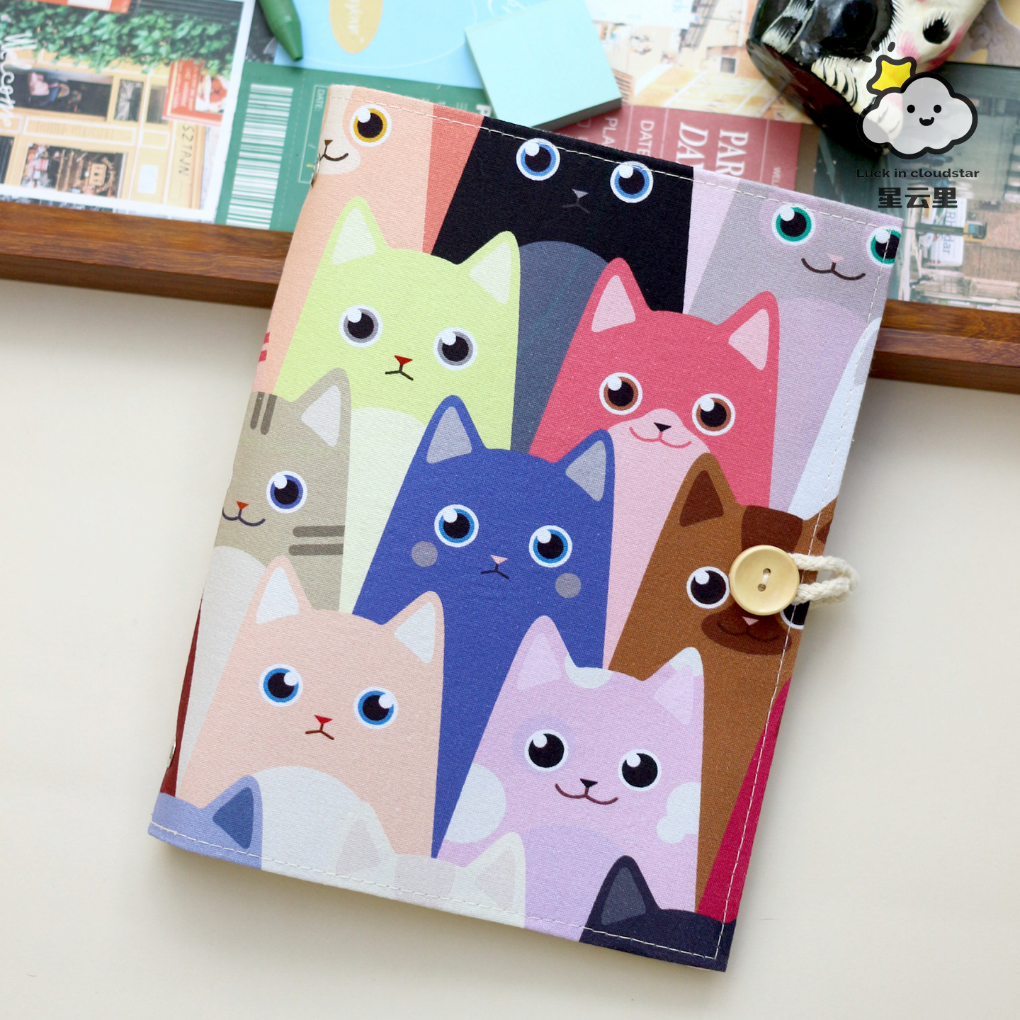 星云里叠猫猫原创A5A6布艺本子活页手帐记事日记礼物集章日程存钱