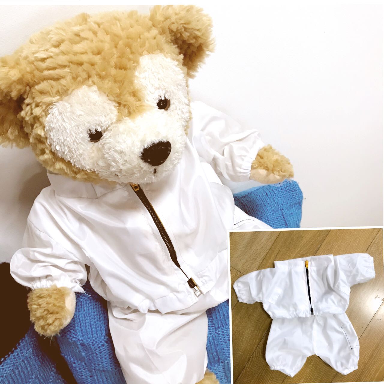 毛绒玩具公仔泰迪熊达菲熊可换装服饰送女友儿童礼物白色夹克套装