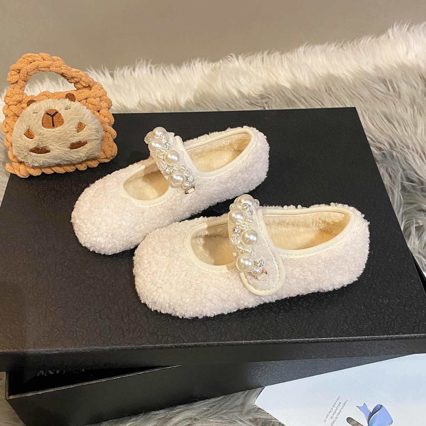 女童毛毛鞋外穿可爱儿童公主鞋二棉珍珠韩国小女孩豆豆鞋加绒保暖,童鞋/婴儿鞋/亲子鞋,棉鞋,淘宝优惠券,粉丝福利购,淘宝优惠卷