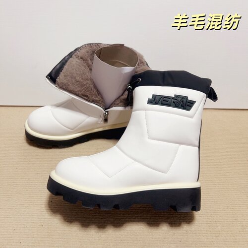 滑雪俄订单成人鞋36-41码羊毛混纺雪地靴冬季防滑防水保暖加厚白