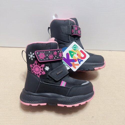 外贸俄罗斯女童雪地靴27-32冬季羊毛靴防滑防水轻便保暖-30短雪花