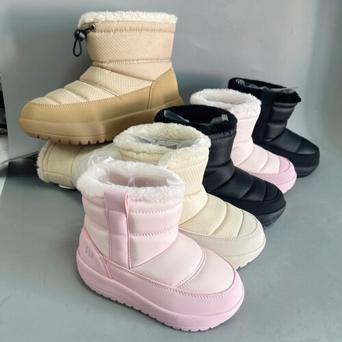 G家外贸儿童女童男童冬季加厚加毛雪地靴棉靴保暖-30轻便简洁毛靴