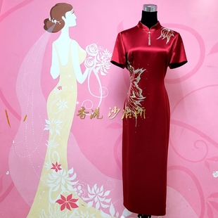 喜婆婆婚宴2023新款醋酸旗袍妈妈装婚宴结婚礼服高贵高端中长对花