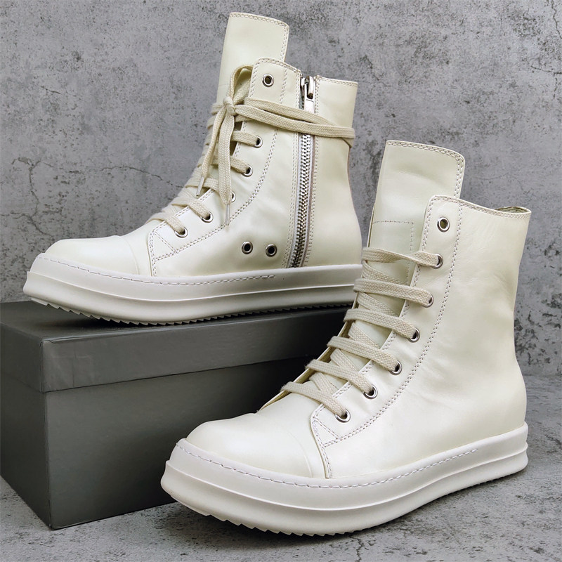 ro鞋男真皮增高厚底高帮板鞋女运动休闲情侣皮鞋百搭小白鞋短靴潮