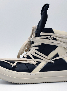 SS OWENS RO鞋子男五芒星倒三角高帮鞋增高厚底铆钉暗黑真皮短靴