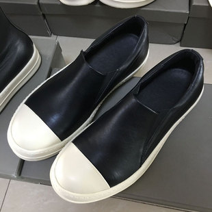 ro低帮套脚男鞋女真皮乐福懒人鞋ro蜡面帆布一脚蹬休闲鞋厚底单鞋