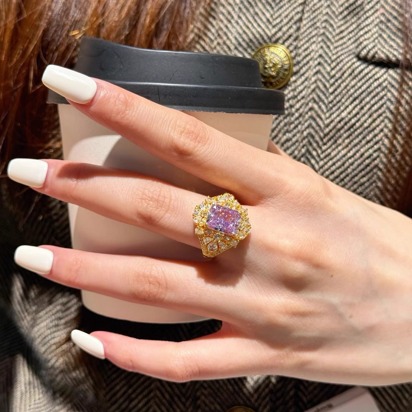 深圳黄金女戒指足金999网红戒指足金5D硬金工艺足金证书支持复检