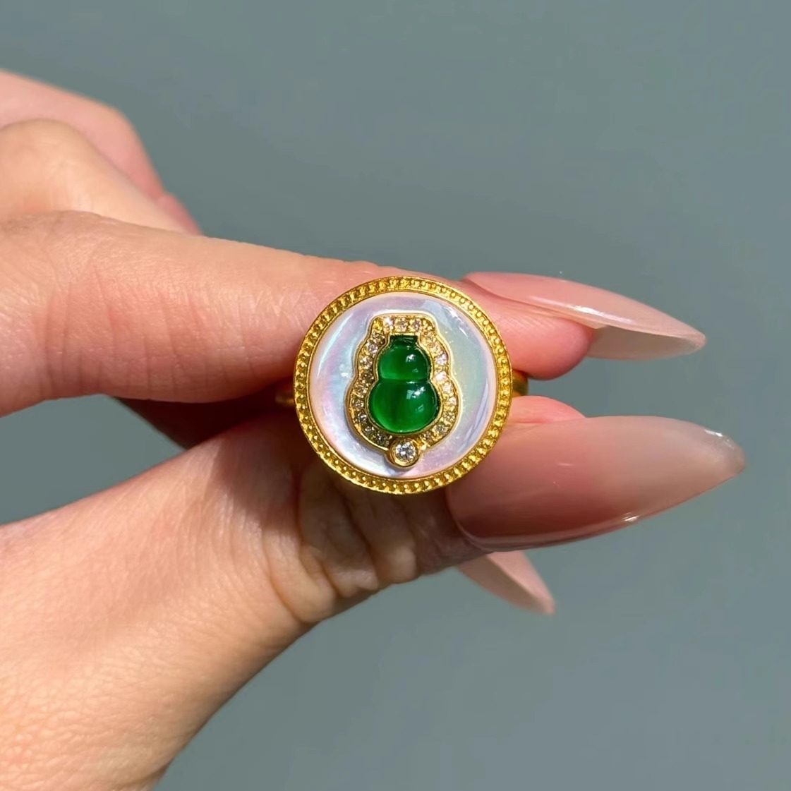 深圳黄金女戒指足金999葫芦戒指福禄钻石戒指带证书礼盒支持复检