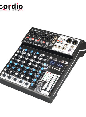 9Recordio 蓝牙小型6路调音台舞台混响usb迷你混音器蓝牙