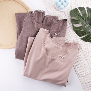 单件保暖上衣裤子加薄绒女德绒贴身舒适秋衣打底衫长袖大圆领修身