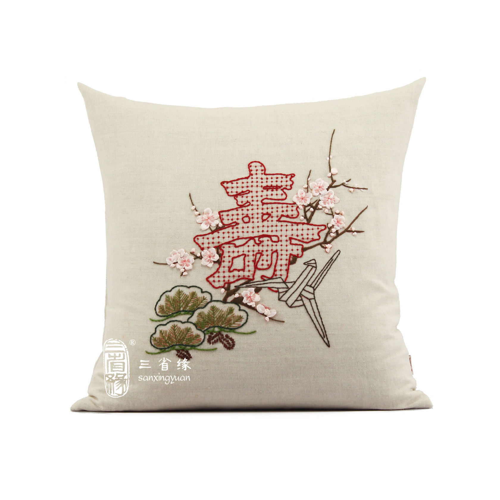 贺寿生日礼物手工丝带绣抱枕中式寿礼靠垫靠包沙发枕套送枕芯包邮