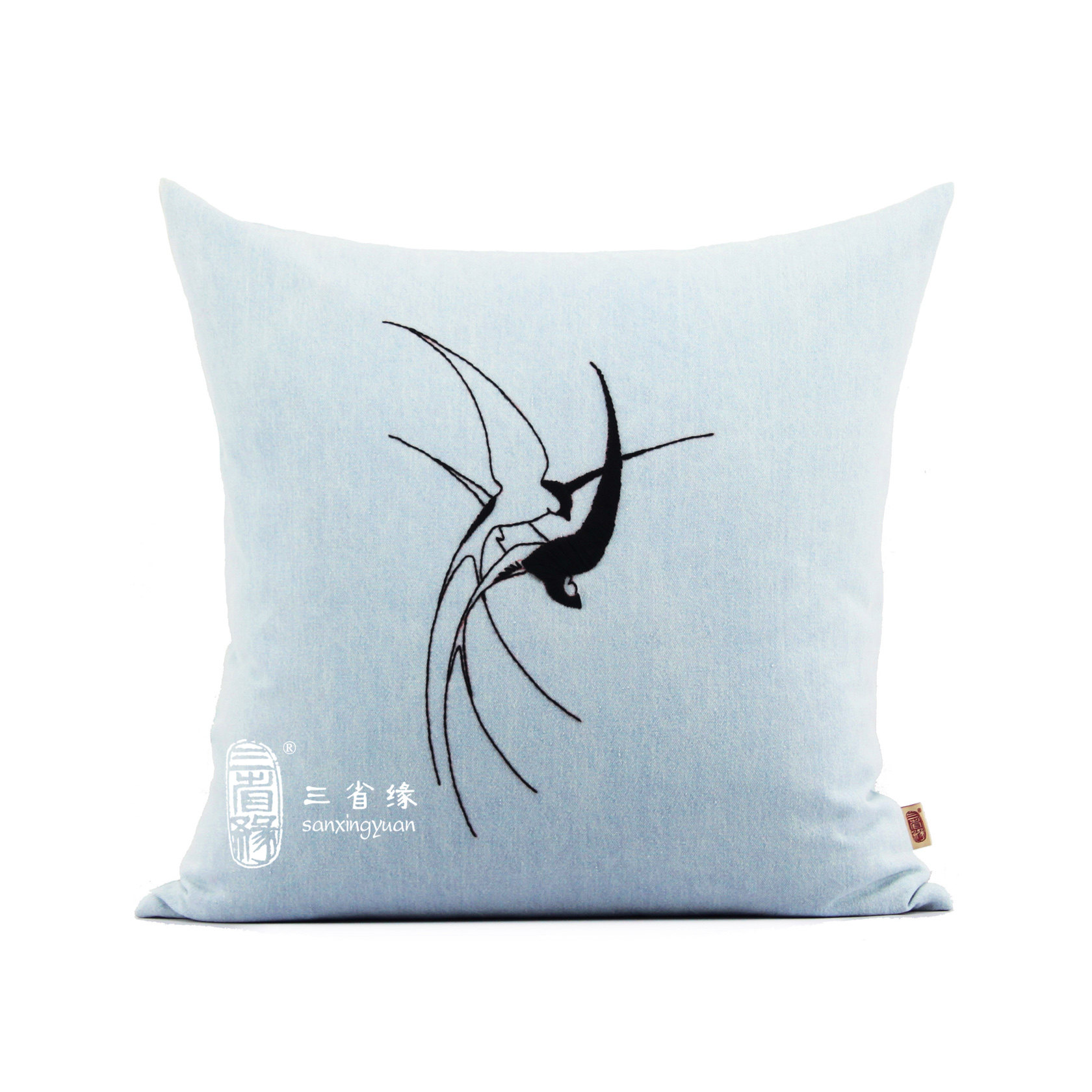 报春燕手工线绣抱枕靠垫居家靠包沙发大靠背套午睡枕套送枕芯包邮