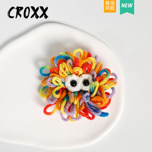 CROXX 洞洞鞋配饰手工毛线卡通怪兽鞋花装饰扣diy配件适配Crocs
