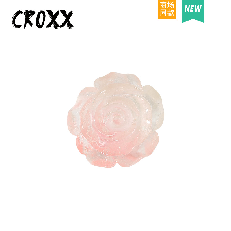 CROXX洞洞鞋配饰白粉双色渐变玫瑰鞋花cross装饰扣卡骆驰卡扣diy