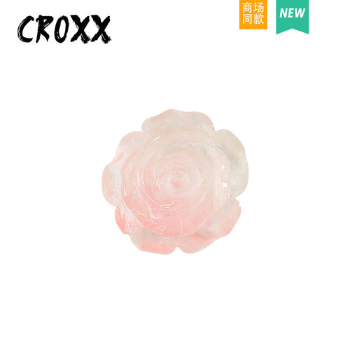 CROXX 洞洞鞋配饰白粉双色渐变玫瑰鞋花装饰扣适配Cross/Crocs