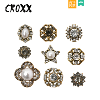 CROXX金属珍珠水钻鞋扣高级感复古鞋花洞洞鞋配件适配crocs/cross