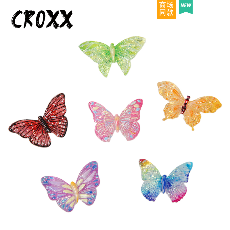CROXX 洞洞鞋配饰冰透炫彩蝴蝶结装饰扣鞋花卡扣diy配件适配Crocs