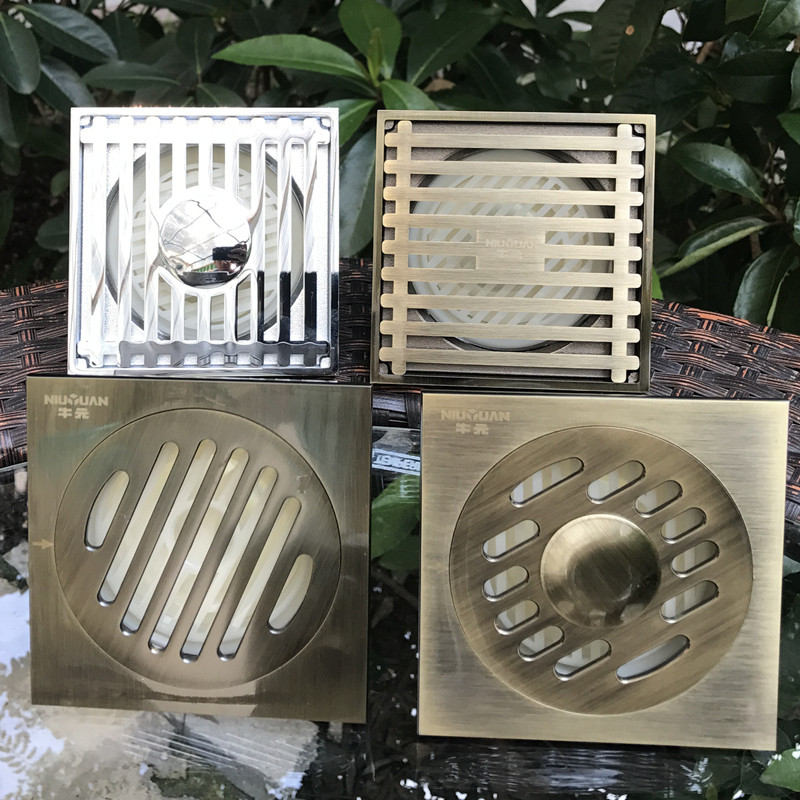 牛元纯铜防臭深水封普通家装方形淋浴厨卫洗衣机地漏 10x10厘米