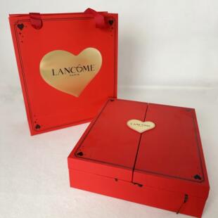 兰蔻Lancome情人节限定红色心形礼盒礼袋空盒心形双开内含拉菲草