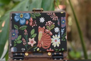 191c黑底猫咪 手工旅行水彩本手账本速写本300g棉浆阿诗宝虹法比