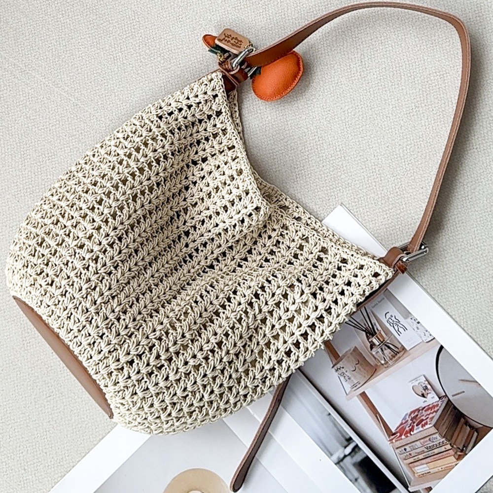 2025蜡线编织袋女包大容量托特包日系手提单肩环保轻便耐磨大包