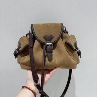 磨砂牛皮多口袋腋下包女2025新款 百搭单肩斜挎包通勤复古小包 时尚