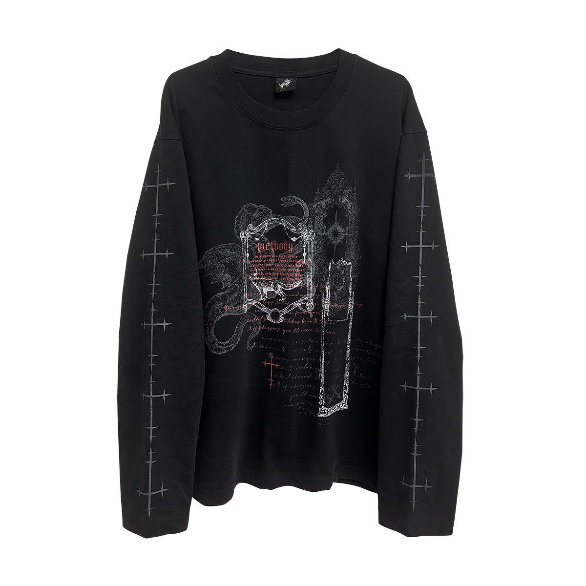 湿体wetbody 原创亚文化哥特废土长袖做旧T恤无性别中性上衣女