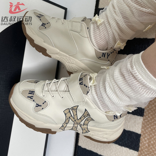 MLB儿童运动鞋男女NY复古老花魔术贴厚底防滑耐磨老爹鞋7ASHM533N
