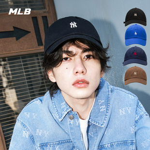 25新款MLB情侣棒球帽男女NY刺绣小标软顶运动休闲鸭舌帽3ACPB045N