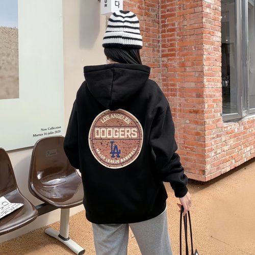 纽亦华男女复古做旧加绒运动卫衣