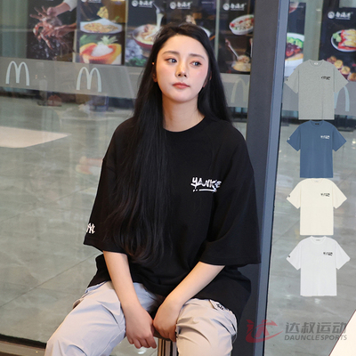 MLB情侣涂鸦字母印花圆领短袖