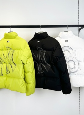 25新款MLB羽绒服男女NY大标印花防水立领运动棉羽外套3ADJB5056