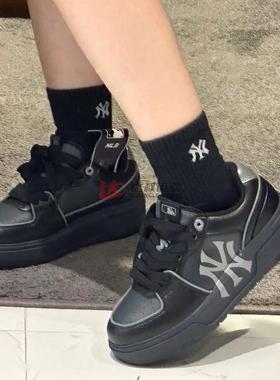 24新款MLB情侣学长鞋男女NY复古厚底增高板鞋运动休闲鞋3ASXCLB3N