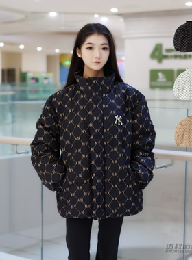 24新款MLB情侣羽绒服男女NY复古老花鹅绒保暖棉羽外套3ADJM1046