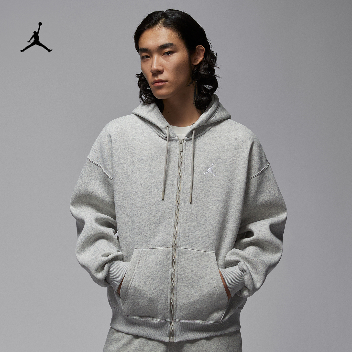 Jordan男子加绒开衫连帽卫衣外套