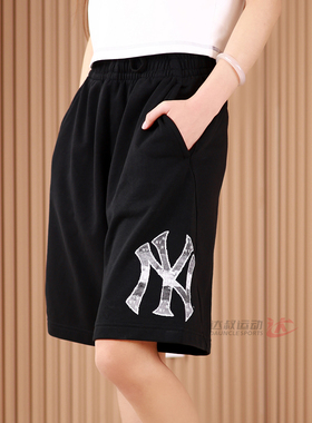 26新款MLB情侣短裤男女NY复古老花宽松休闲针织运动裤3ASPM0263