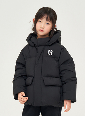 24新款MLB儿童羽绒服男女童NY刺绣连帽保暖运动棉羽外套7ADJB0146