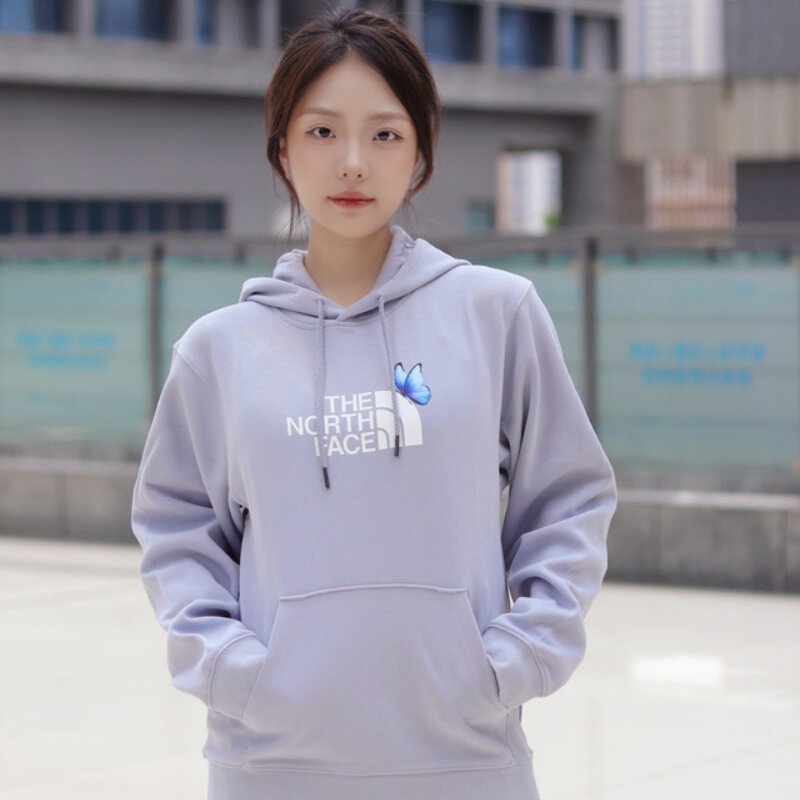 25新款TheNorthFace北面运动卫衣女子印花连帽宽松休闲套头衫8F0E