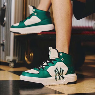 高帮运动休闲复古小白鞋 厚底增高学长鞋 3ASXCB12N 男女同款 MLB板鞋