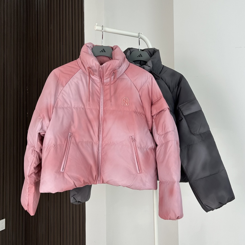 25新款MLB女款羽绒服NY复古晕染短款防泼水运动棉羽外套3FDJB0356