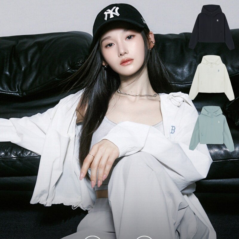 26新款MLB外套女子NY短款防泼水凉感宽松休闲运动夹克3FWJB0163