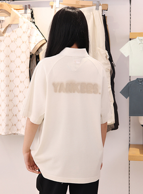 25新款MLB情侣短袖男女NY复古字母印花POLO衫运动T恤3APQB0453
