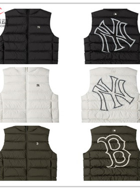 MLB男女羽绒马甲NY大标情侣运动休闲保暖棉羽马甲背心3ADVB0336